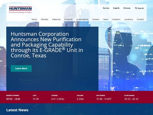 huntsman corporation is a publicly traded global chemical manufacturer of differentiated and specialty chemicals serving a diverse range of consumer and industrial end markets.