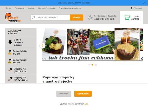 papírové vlaječky, gastrovlaječky, dřevěná gravírovaná napichovátka