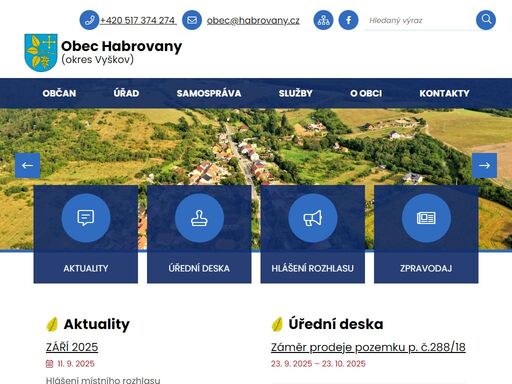 oficiální stránky obce habrovany
