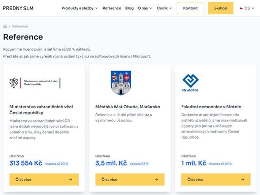 predny slm je přední evropský distributor druhotných licencí a největší dodavatel licencí microsoft z volného trhu do státní správy v čr.