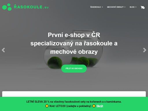 on-line prodej zelených řasokoulí. důkladná kontrola kvality každé rostliny. skleněné dózy vyrobené speciálně pro řasokoule. vždy s láskou.