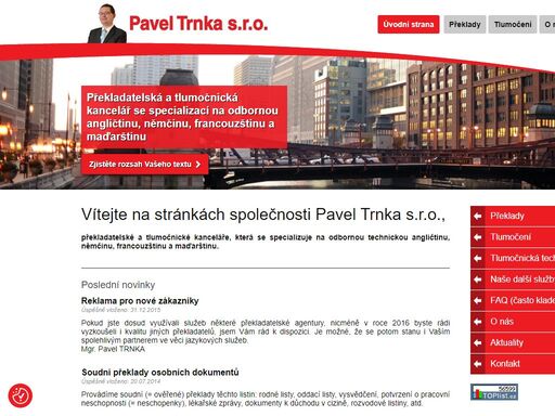 pavel trnka s.r.o. - překladatelská a tlumočnická kancelář se specializací na odbornou technickou angličtinu, němčinu a maďarštinu