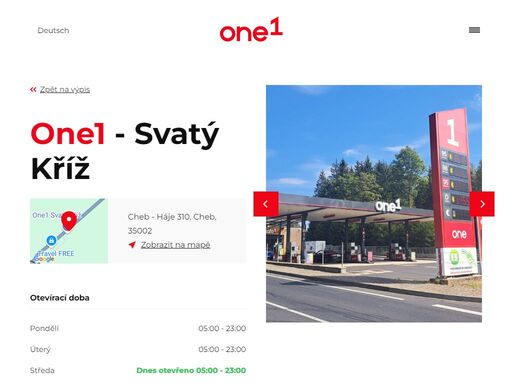síť 33 čerpacích stanic one1 na česko-německých hranicích v západních a severních čechách.
