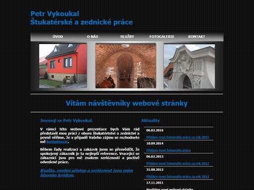 petr vykoukal - pracuji v oboru zednictví a štukatérství. provádím rekonstrukce historických budov, zateplení budov, kvelbené sklepy, omítky, obklady, dlažby a další zednické práce.