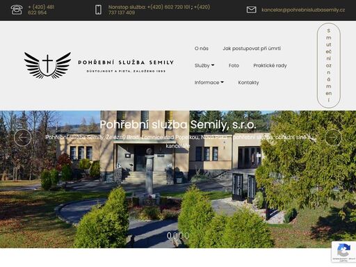 pohřební služba ústav semily železný brod lomnice nad popelkou nová paka kancelář pohřební služby krematorium pohřební služba obřadní síň kremační hřbitovní služby správa vazárna vazba smutečních věnců věnců květin kytic prodej kremačního pohřebního zboží tisk smutečních oznámení  parte civilní náboženský obřad poslední rozloučení tisk sjednání pohřbu uložení do hrobu poslední rozloučení