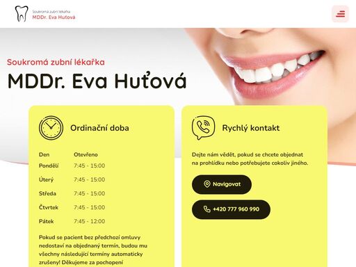soukromá zubní lékařka mddr. eva huťová 