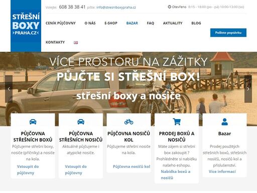 půjčovna i prodej střešních boxů a nosičů. aktuálně: půjčovna nosičů kol. jsme tu pro vás 24h denně vč. víkendů. poradíme, přijedeme k vám - montáž zdarma!