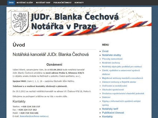 notářská kancelář judr. blanka čechová, v. p. čkalova 478/18, 160 00 praha 6 - bubeneč