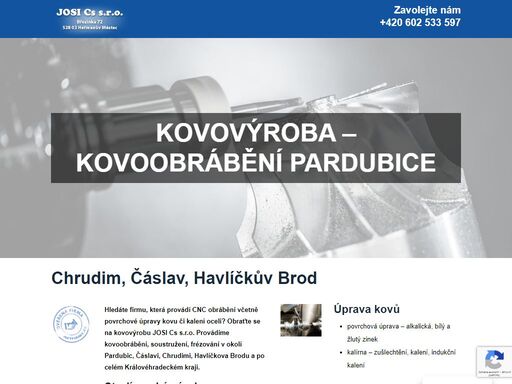 potřebujete cnc obrábění, soustružení a frézování včetně povrchové úpravy kovu v okrese pardubice? kontaktujte kovovýrobu josi cs s.r.o., chrudim.