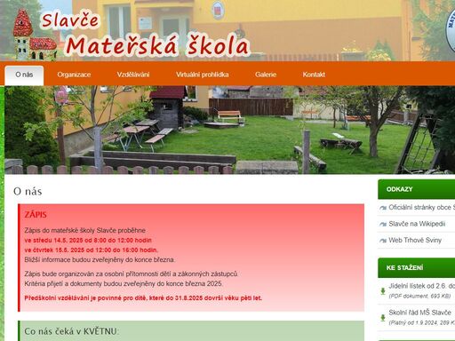 oficiální stránky mateřské školy slavče u trhových svinů