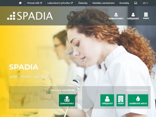 spadia lab, a. s. je moderní diagnostická laboratoř, která patří k největším poskytovatelům laboratorní medicíny v české republice. široké portfolio metod od rutinních až po vysoce specializované, které provádíme v našich laboratořích ve velkých počtech, zaručuje komplexnost a potřebnou kvalitu. jsme spadia.