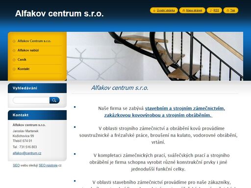 firma alfakov-centrum s.r.o. se specializuje na stavební a strojní zámečnictv. provádíme dodávku, montáž a sváření ocelových konstrukcí,  konstrukcí schodišť, výrobu a montáž schodišťových a balkónových zábradlí, vrata, brány. dále firma alfakov v této oblasti provádí kompletní oplocení pozemků všemi druhy pletiv. 