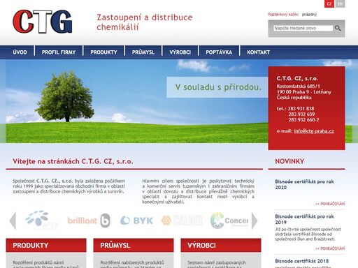 c.t.g. cz, s.r.o. je specializovaná obchodní firma v oblasti zastoupení a distribuce chemických výrobků a surovin.