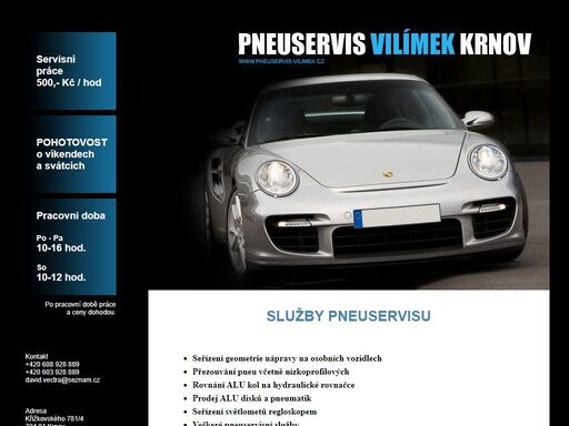 pneuservis vilímek krnov, seřízení geometrie náprav a světlometů, přezutí pneumatik, oprava defektu.