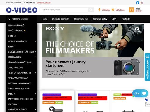 internetový obchod s profesionální audio a video technikou sony arri blackmagic hedbox