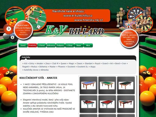hracskyraj.cz - výroba, servis a prodej billiardových stolů, ruské závěsné zahradní kuželky, stolní fotbaly