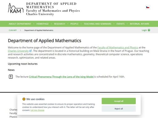 department of applied mathematics | faculty of mathematics and physics
