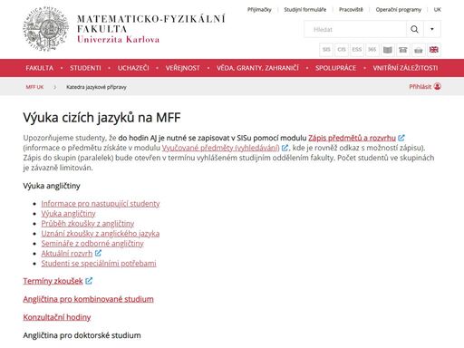 katedra jazykové přípravy | matematicko-fyzikální fakulta