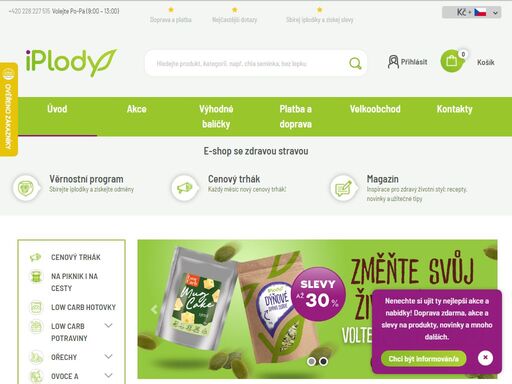 tradiční český eshop se zdravou výživou: superpotraviny, ořechy, sušené plody, low carb suroviny pro zdravé vaření a pečení, bio potraviny, bezlepkové výrobky a vegan produkty. široký výběr za příznivé ceny.