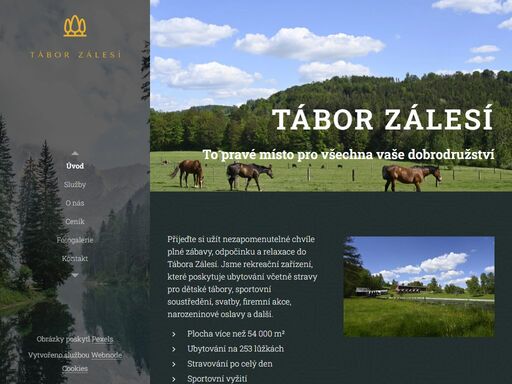 přijeďte si užít nezapomenutelné chvíle plné zábavy, odpočinku a relaxace do tábora zálesí. jsme rekreační zařízení, které poskytuje ubytování včetně stravy pro dětské tábory, sportovní soustředění, svatby, firemní akce, narozeninové oslavy a další.
