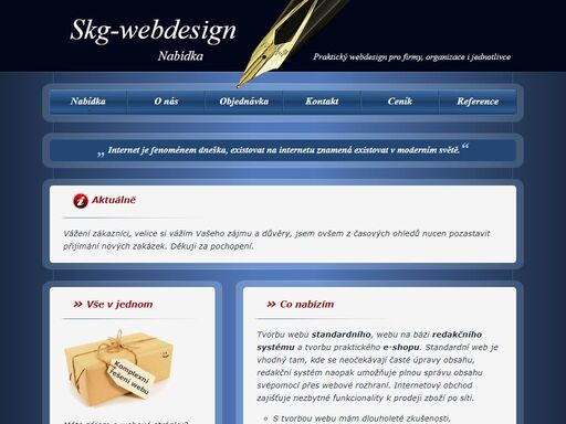 praktický komplexní webdesign na míru firmám, organizacím i jednotlivcům.