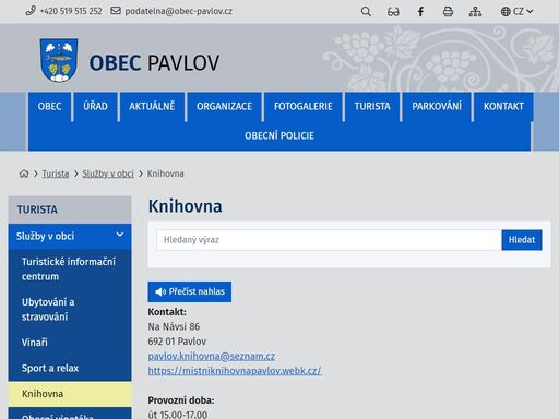 oficiální stránky obce pavlov