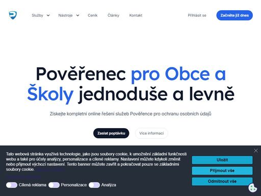 kompletní online řešení služeb pověřence pro ochranu osobních údajů a dalších povinností dle gdpr pro obce, školy, a další instituce.