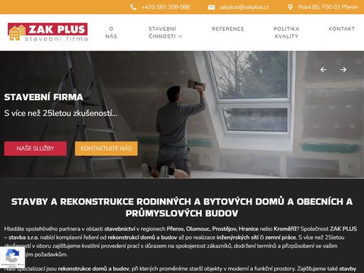 hledáte spolehlivého partnera v oblasti stavebnictví v regionech přerov, olomouc, prostějov, hranice nebo kroměříž? společnost zak plus – stavba s.r.o. nabízí komplexní řešení od rekonstrukcí domů a budov až po realizace…