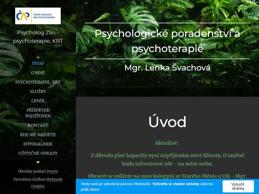 z důvodu plné kapacity nyní nepřijímám nové klienty. o změně budu informovat zde - na mém webu.