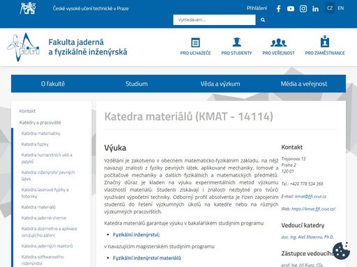 fakulta jaderná a fyzikálně inženýrská, české vysoké učení technické v praze