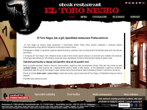 steak restaurant el toro negro v historickém centru prahy na staroměstském náměstí. masa a ryby z lávového grilu. 120 druhů koktejlů. moravská vína.