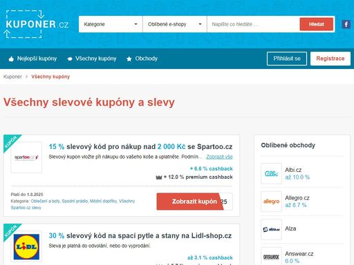aktuální slevové kupóny, slevové kódy a akce. nakupujte na internetu se slevovými kupóny a cashbackem přes kuponer.cz. vrátíme vám část peněz z nákupu.