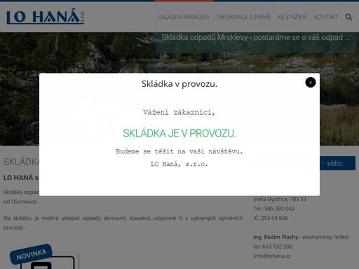 lo haná, s.r.o. skládka tuhého komunálního odpadu - mrsklesy. postaráme se rádi o váš odpad.