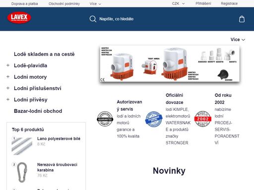vítejte v lodním obchodě lavex. od roku 2008 vám na tomto obchodě nabízíme tradiční značky:
přívěsných lodních motorů (mercury-suzuki-tohatsu-honda)
elektromotorů (motorguide-minnkota-lowrance-mercury avator)
lodě a čluny (kimple-marine-lugafo-quicksilver-allroundmarin)
námořní elektroniku (lowrance-humminbird…