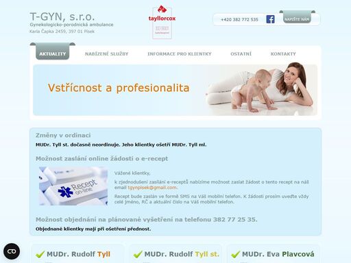 gynekologicko-porodnická ambulance, písek. komplexní gynekologická ambulantní péče, těhotenská poradna.