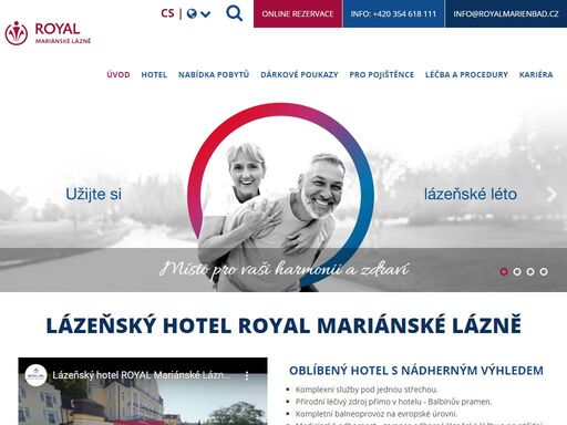 lázeňský hotel royal s panoramatickými výhledy na mariánské lázně se nachází 300 m od centra. na oficiálních stránkách garance nejnižších cen.