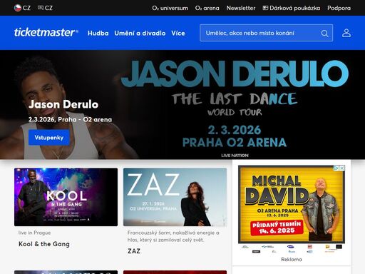 ticketmaster: vstupenky na kulturní akce. online prodej vstupenek na koncerty, divadla, festivaly, výstavy a další akce.
