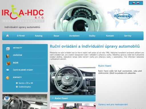 ruční ovládání automobilů, individuální úpravy automobilů, ruční řízení, úpravy aut a plošina pro vozíčkáře - to vše je společnost iroa-hdc s.r.o.