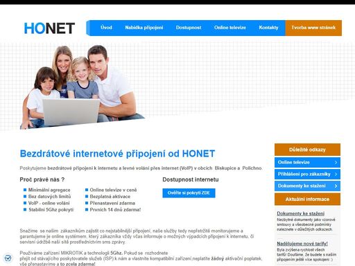 honet -  internet pro biskupice a polichno /  tvorba www stránek