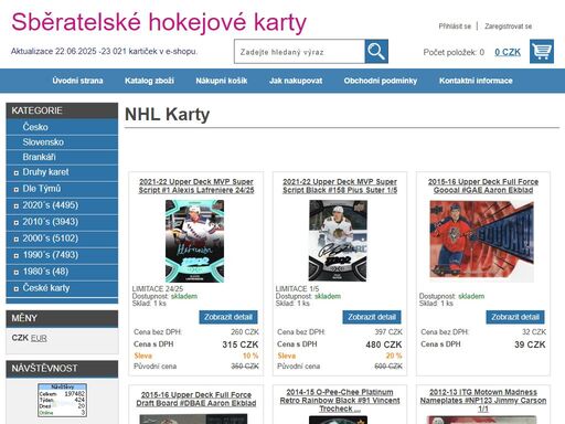 prodej hokejových karet