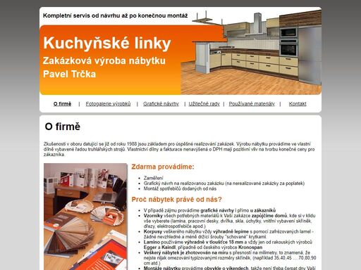 pavel trčka, kuchyňské linky, zakázková výroba nábytku