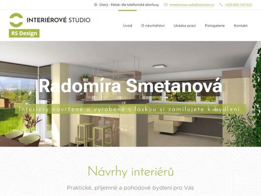 návrhy interiérů, fasád a zahrad, studie rodinných domů