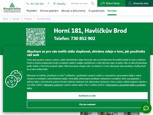 pojišťovna kooperativa - havlíčkův brod, horní 181, tel.: 730 852 902, e-mail: pbinar@koop.cz, petr binar - odpovědný vedoucí