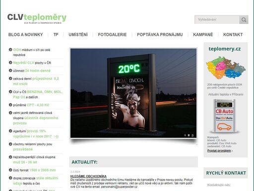out-of-home, digitální reklamní teploměry - ooh médium v síťi po celé čr, účinnost 24 hodin denně, průměrná sledovanost za den 43 389 osob.