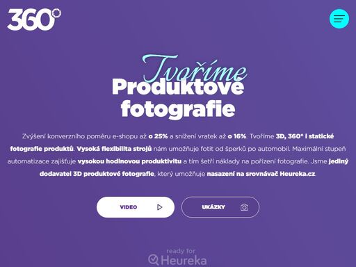 tvoříme 360° nebo 3d fotografie produktů. jsme jediný dodavatel 3d produktové fotografie, který umožňuje nasazení na srovnávač heureka.cz.