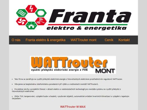 wattroutermont, franta elektro a energetika, využití přebytků z fotovoltaických elektráren, franta zdeněk, wattrouter montáž