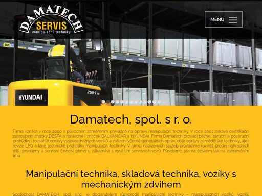 damatech, spol. s r. o. poskytuje prodej, pronájem a servis manipulační a zemědělské techniky, paletových a vysokozdvižných vozíků. 