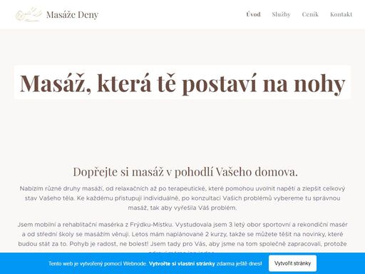 dopřejte si masáž v pohodlí vašeho domova.