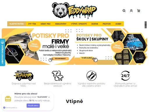 objevte širokou nabídku originálních dárků, vtipných triček a hrnků s potiskem na teddywrap.cz. ideální dárky pro vaše blízké.