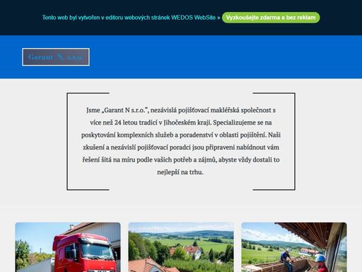 garant n, s.r.o. nabízí komplexní pojištění majetku, průmyslových objektů, zemědělských provozů i osob. zajišťujeme také životní pojištění a rychlou likvidaci škod. spolehněte se na odborníky v oblasti pojišťovnictví.